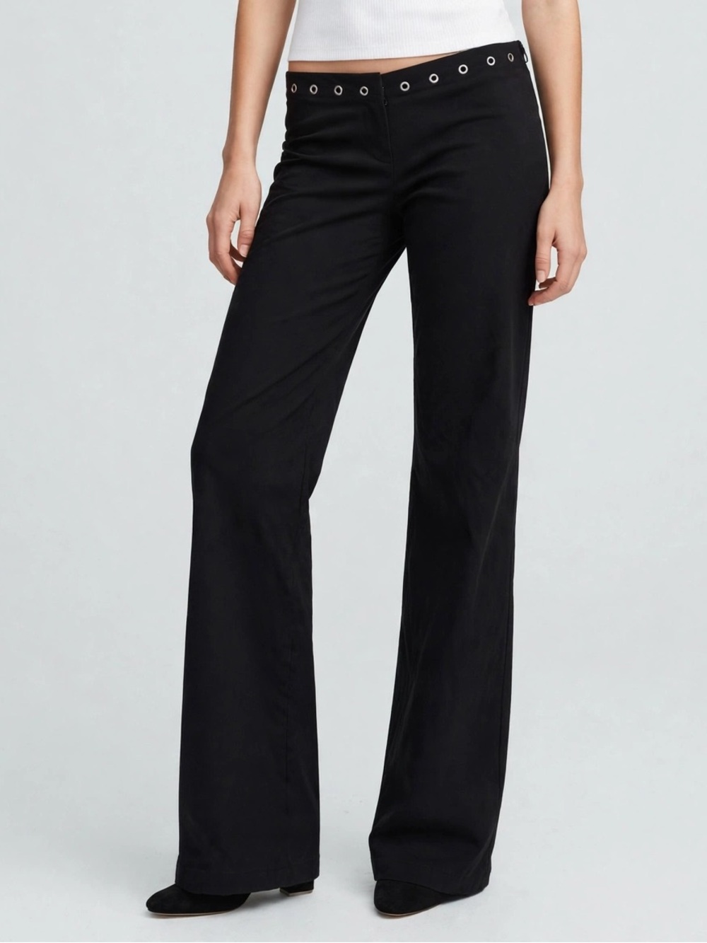 Tinseltown Black Men's Wide-Leg Pants with Eyelet Waist